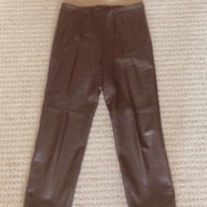 Dana Buchman Petite Chocolate Brown Leather Pants size 8P